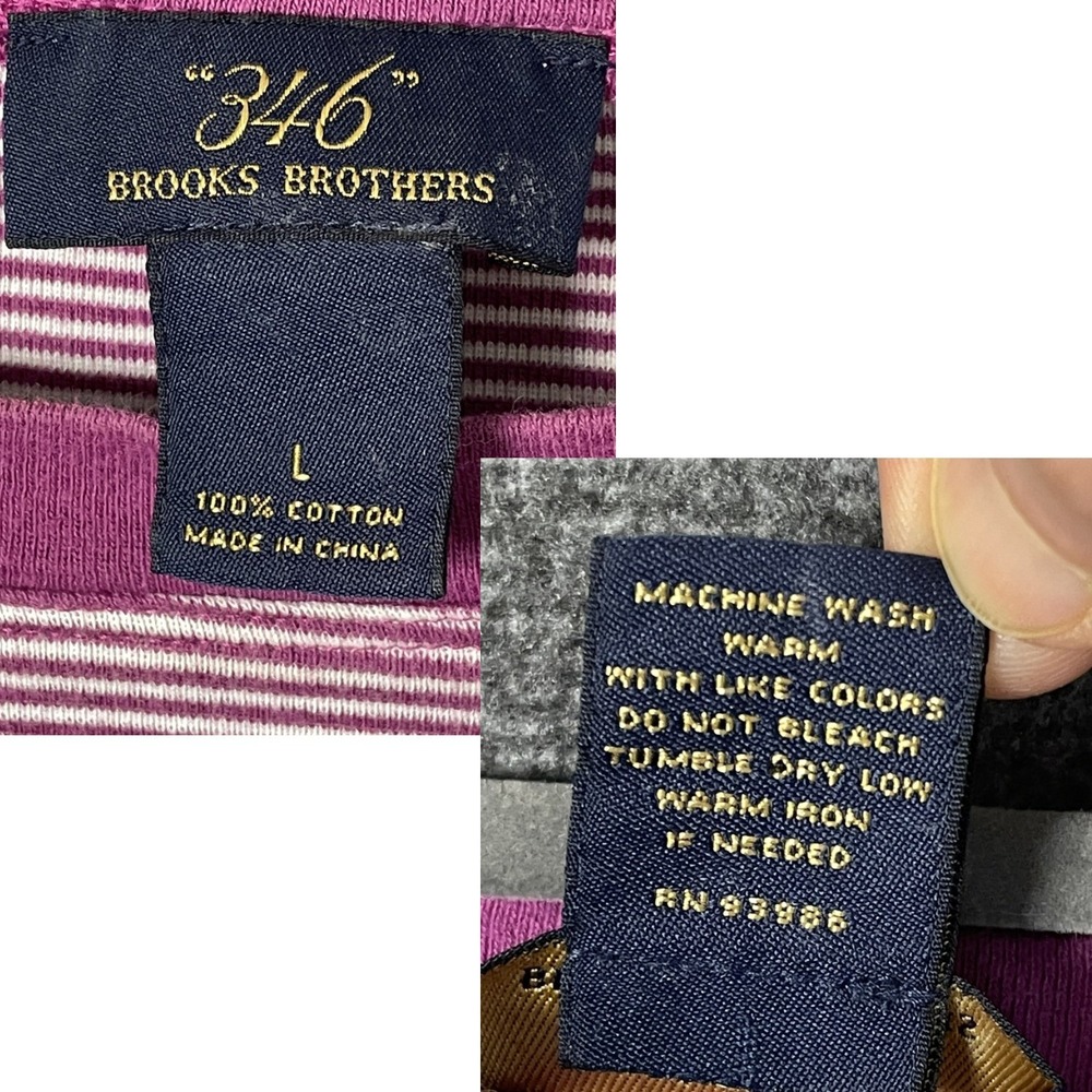 Brooks Brothers 346 Womens Purple White Striped Boat Neck Cotton T-Shirt Large - Picture 12 of 13